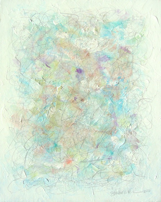 Marlise Senzamici | "Lucid in the Sky_#47" | Acrylic impasto and graphite pencil on canvas | 14 x 11 in.