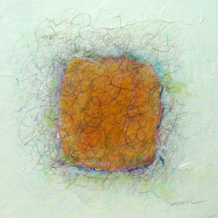 Marlise Senzamici | "Square wYelo_#49" | Acrylic, graphite and color pencils on canvas | 10 x 10 in.