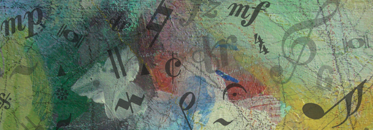 Marlise Senzamici | "A Positive Note" | Acrylic, graphite and digital montage | 24 x 24 in.