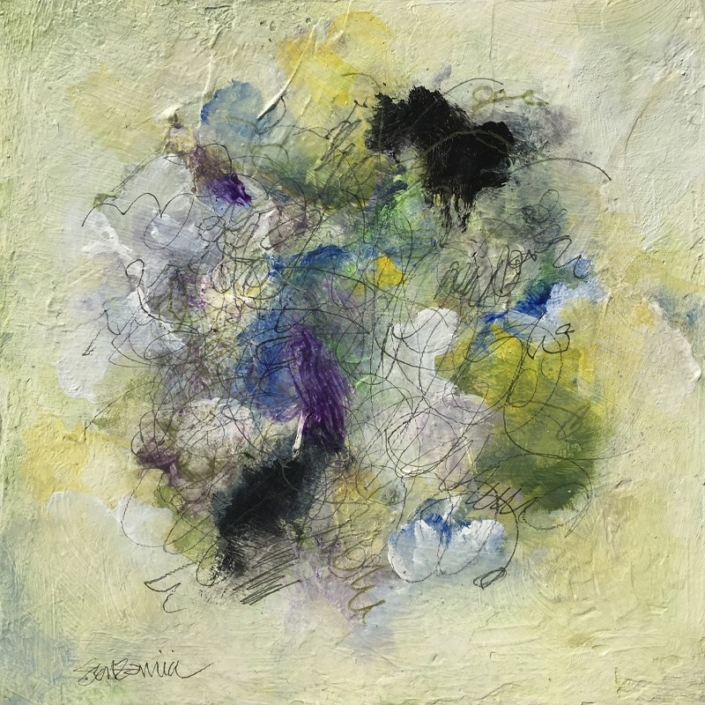Marlise Senzamici | "Earthy" | SEE Int'l, ArtSEE, Abstract Art Collective | Acrylic, graphite | 10 x 10 in.